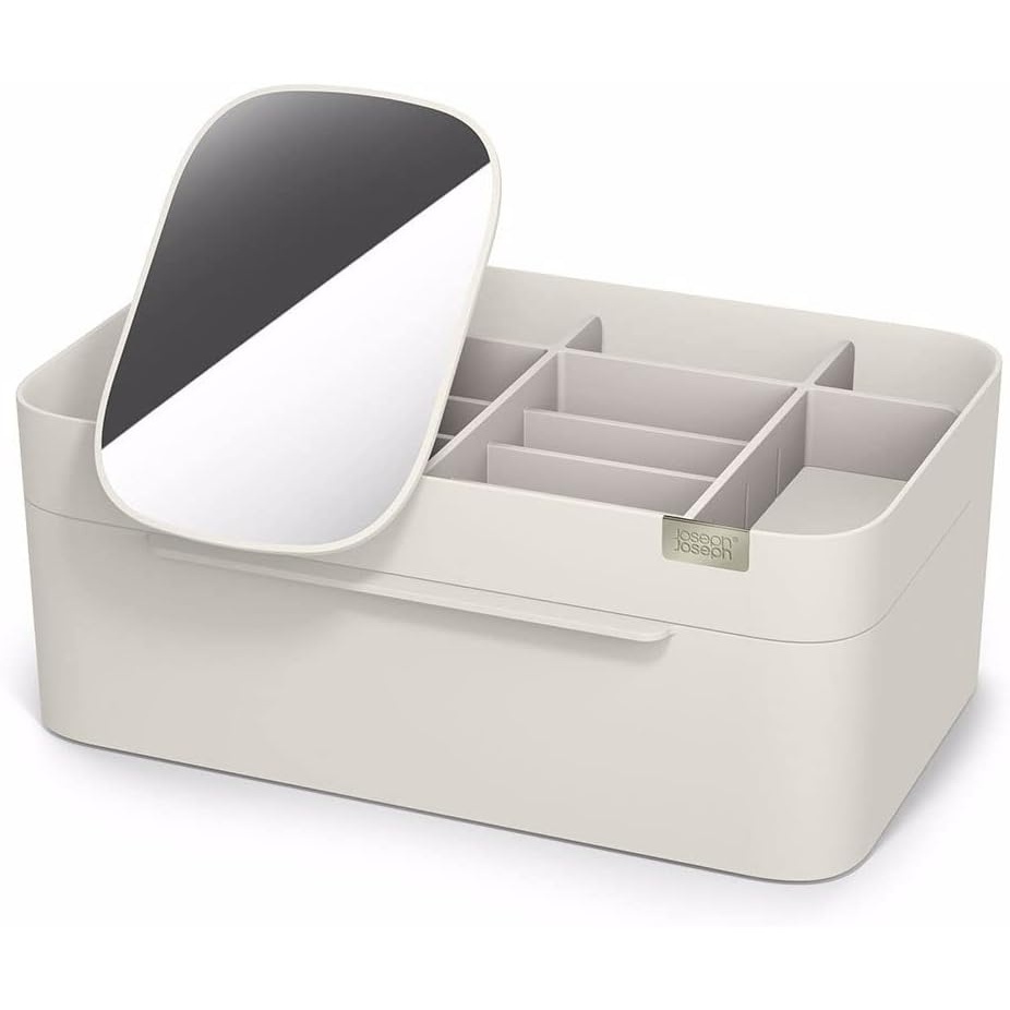 image:imageJoseph Joseph 75005 Viva Makeup Cosmetic Storage Organizer with Drawer Large with Mirror Shell CreamLarge Organiser