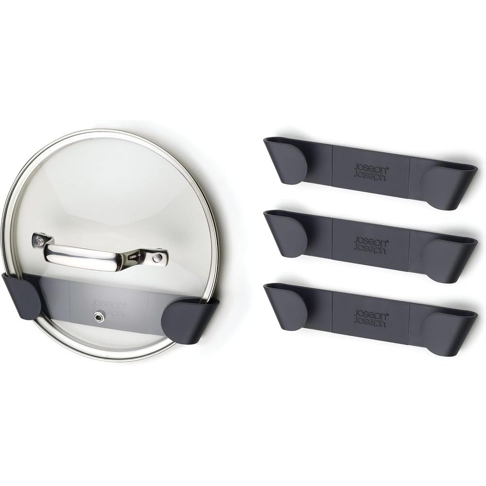 image:imageJoseph Joseph Cupboard Store  Set of 4 Pot and Pan Lid Holders Self Adhesive Wall Mount Storage Organizer Suitable for Lids Up to 9 in  3M VHB Tape Included GrayGray