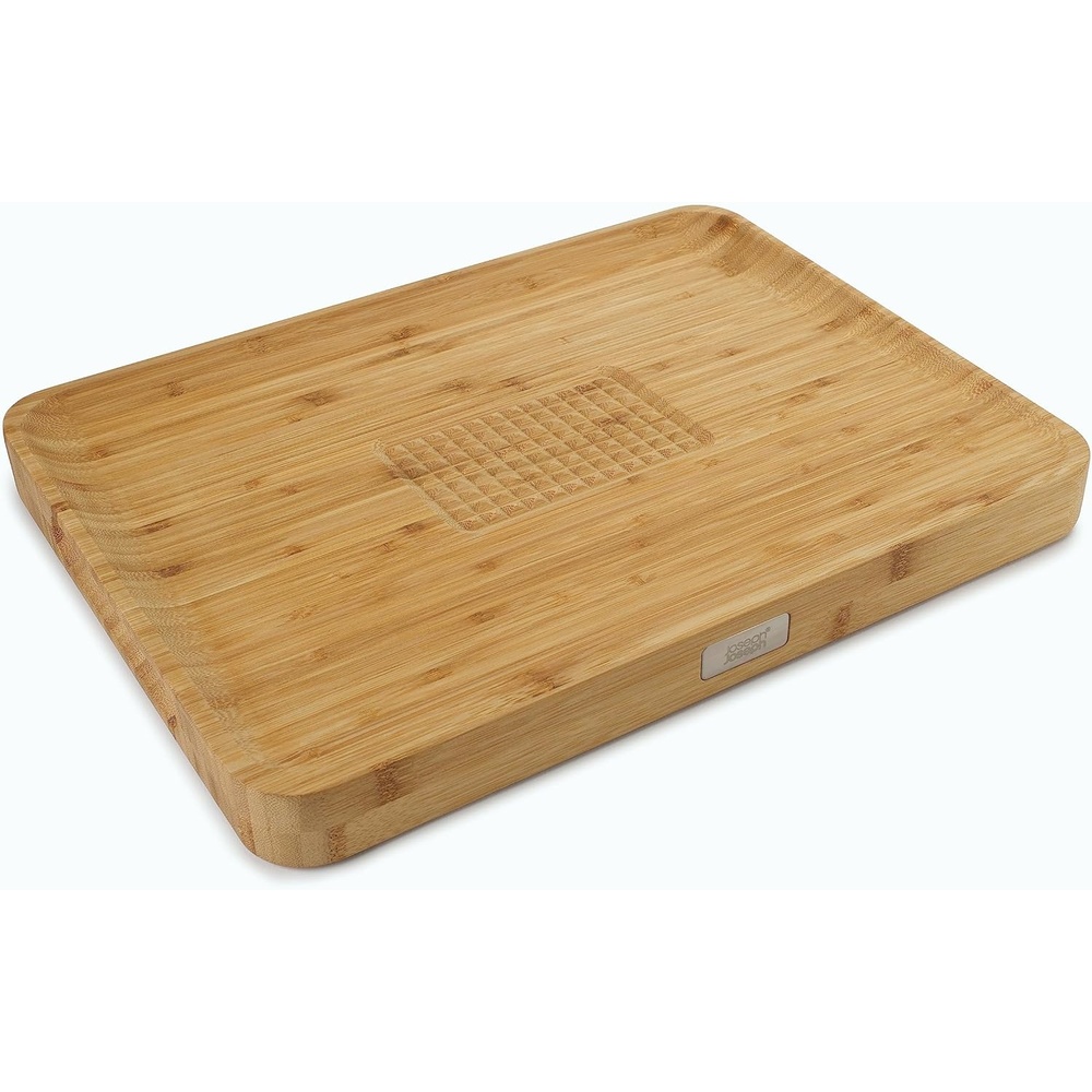 image:imageJoseph Joseph Cut amp Carve Bamboo Cutting Board with Food Grip and Angled Surface Yellow Large