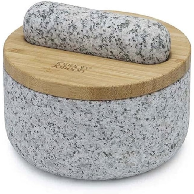 image:imageJoseph Joseph Dash Pestle amp Mortar Granite Set with Bamboo Lid Heavy Duty  Grey