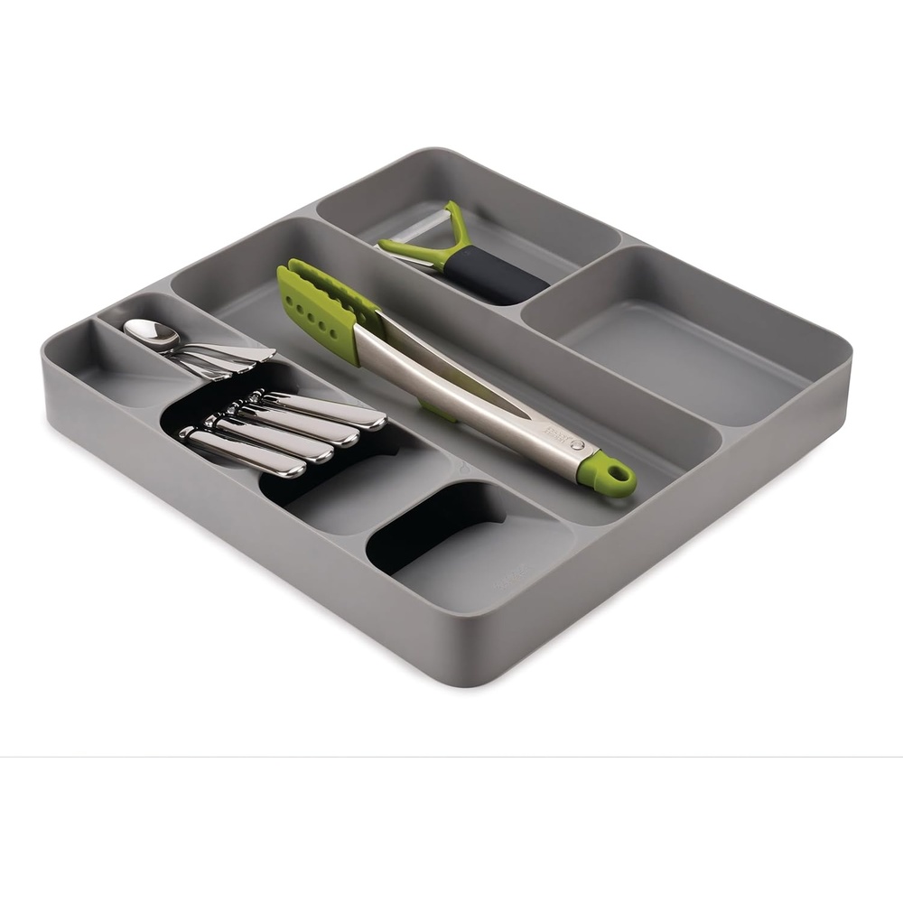 image:imageJoseph Joseph DrawerStore Compact Utensil Organizer For Kitchen Drawer Silverware Flatware Tray Large GreyFlatware  Utensils Organizer