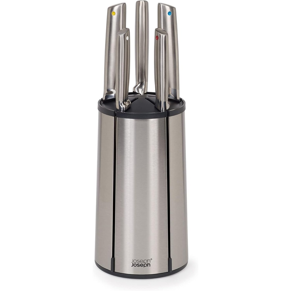 image:imageJoseph Joseph Elevate  Steel Knives Carousel 5Piece Set with Rotating StainlessSteel Knife Block Japanese StainlessSteel Blades FingerprintProof Coating and NonSlip Base Kitchen Accessories
