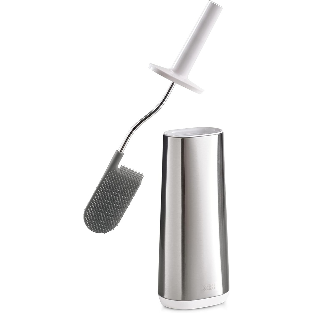 image:imageJoseph Joseph Flex Hygienic Silicone Toilet Brush with Slim Holder Set Flexible Antidrip AntiClog Deep Clean Head  GrayWhiteStainless Steel