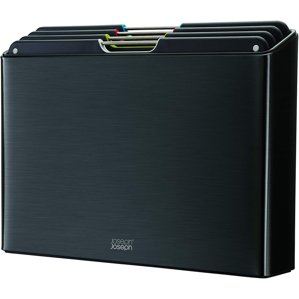 image:imageJoseph Joseph Folio 4Piece Colour coded Cutting Board Set Stainless Steel Slimline case for organized Kitchen storage BlackBlack