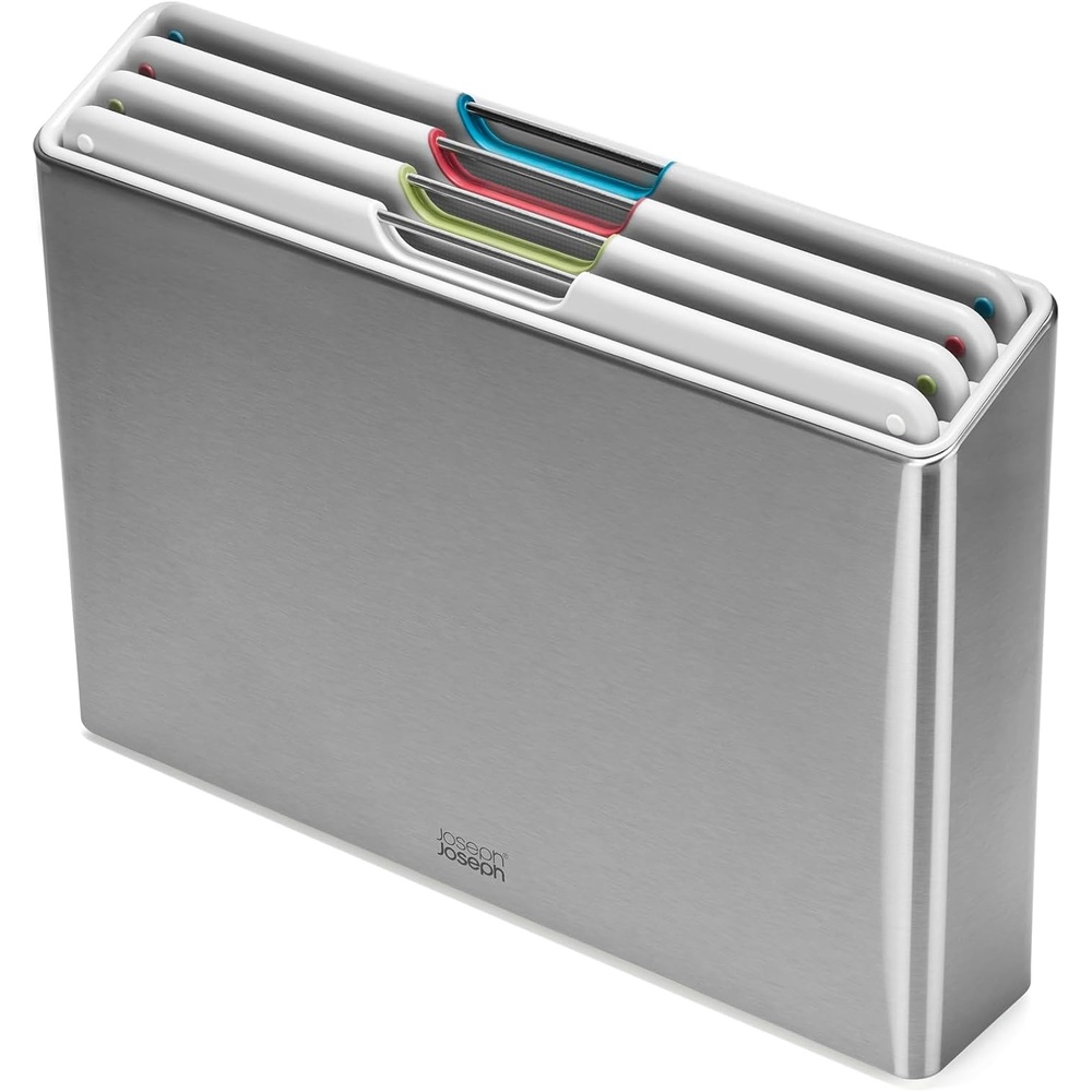 image:imageJoseph Joseph Folio 4Piece Colour coded Cutting Board Set Stainless Steel Slimline case for organized Kitchen storage BlackStone