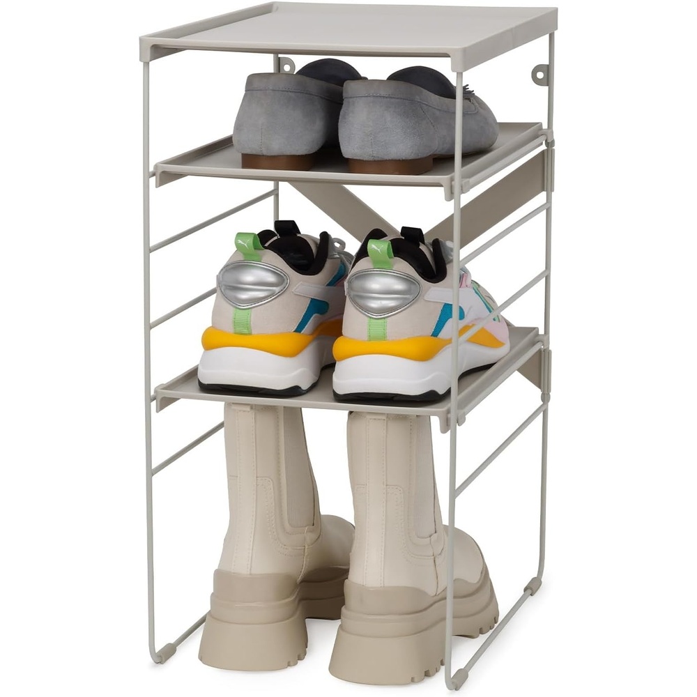 image:imageJoseph Joseph Level Adjustable Tier Shoe Rack Organizer Durable Shelves and Sturdy Steel Frame Holds 4 PairsSingle