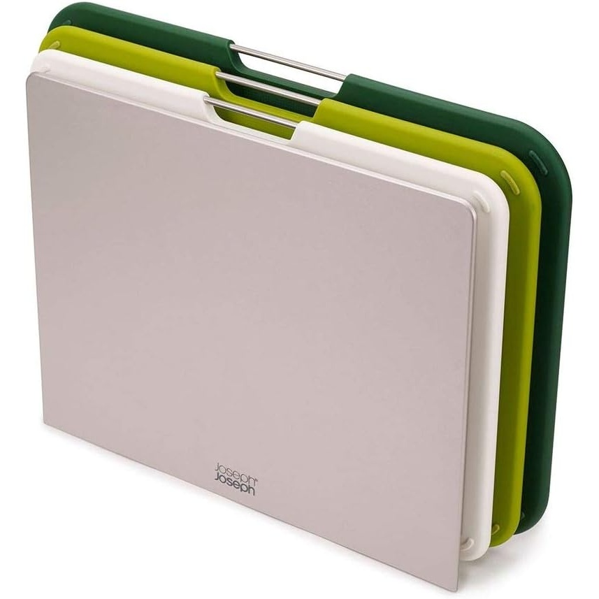 image:imageJoseph Joseph Nest Large 3Piece Color coded Cutting Board Set with Storage Stand Large  GreyGreen