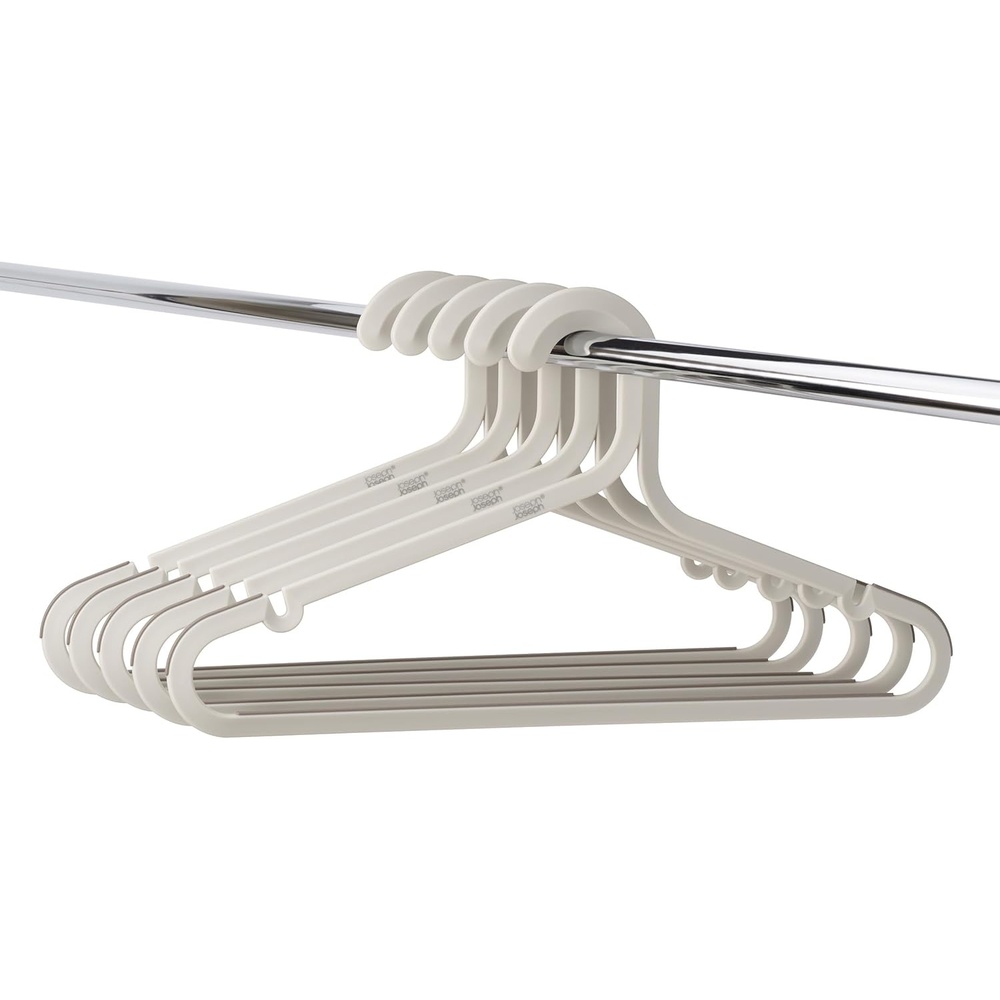 image:imageJoseph Joseph Orderly Set of 5 Recycled Plastic AntiTangle Clothes Hangers with Oversized Hooks and NonSlip Grips Ecru