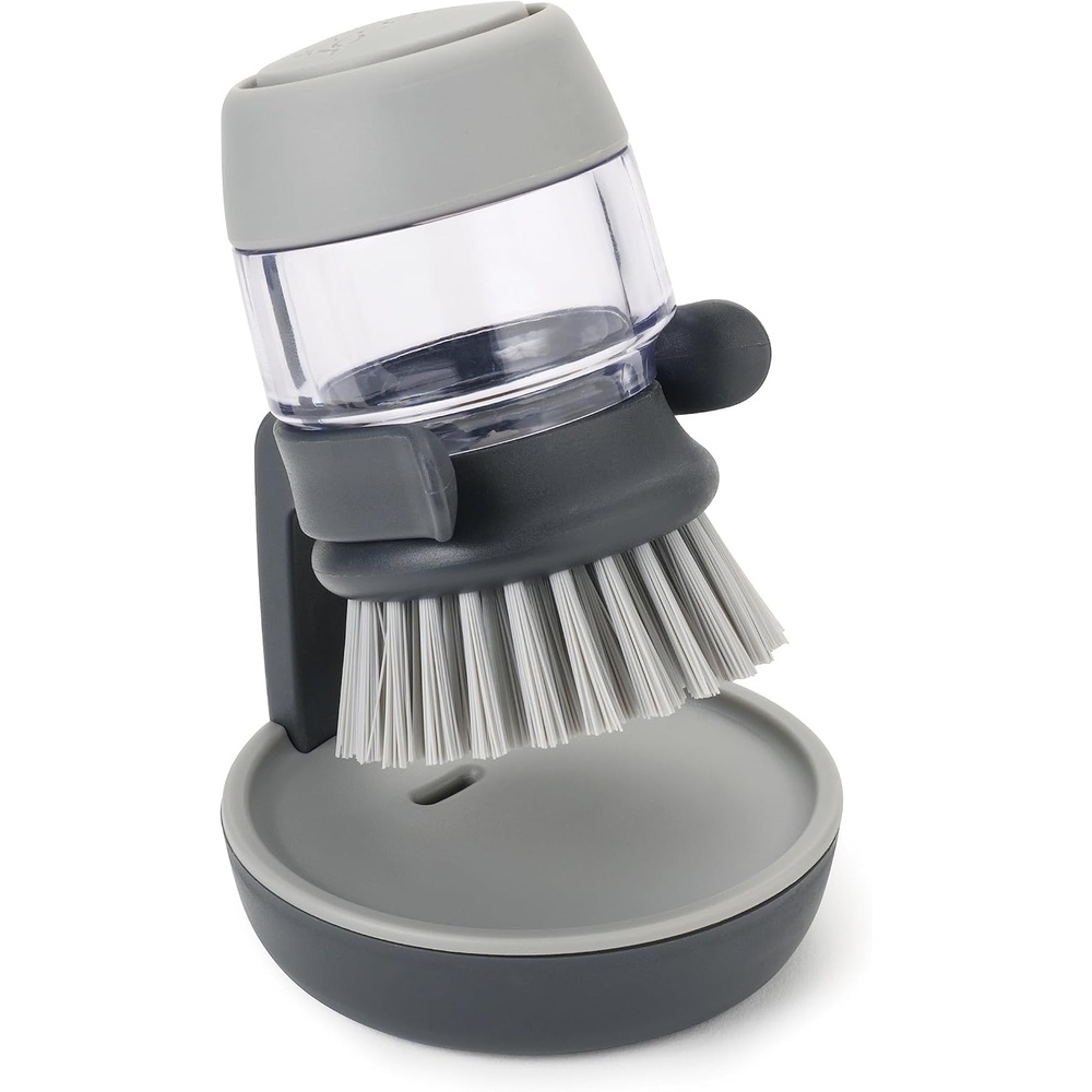 image:imageJoseph Joseph Palm Scrub Refillable Soap Dispensing Cleaning Washing Up Kitchen Brush with Storage Stand Holder GreyGray