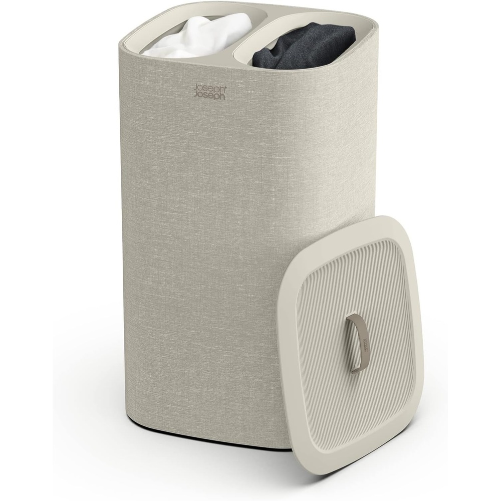 image:imageJoseph Joseph Tota 60 liter158 gallon Laundry Hamper Separation Basket with lid 2 Removable Washing Bags with Handles EcruEcru
