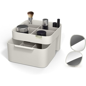 Joseph Joseph 75005 Viva Makeup Cosmetic Storage Organizer with Drawer, Large with Mirror, Shell, Cream(Mirror + Organiser)