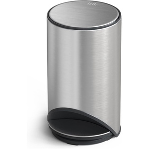 Joseph Joseph Arc 10L/2.6 Gallon Slimline Trash Can Bin with Easy Push Pedal, Liner Pocket, Soft-Close Lid, Fingerprint-Proof, Removable Inner Bucket, Stainless Steel(Stainless Steel)