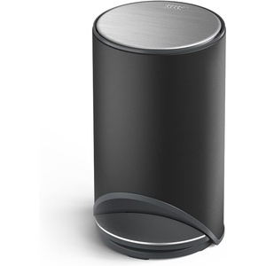 Joseph Joseph Arc 10L/2.6 Gallon Slimline Trash Can Bin with Easy Push Pedal, Liner Pocket, Soft-Close Lid, Fingerprint-Proof, Removable Inner Bucket, Stainless Steel(Black)