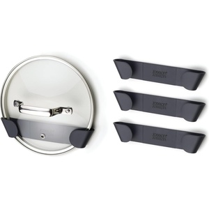 Joseph Joseph Cupboard Store – Set of 4 Pot and Pan Lid Holders Self Adhesive Wall Mount Storage Organizer, Suitable for Lids Up to 9 in , 3M VHB Tape Included, Gray(Gray)