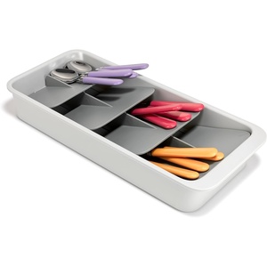 Joseph Joseph DrawerStore Expanding Tiered Flatware Cutlery Tray with Knife Organizer, Expandable In-Drawer Space-Saving Kitchen Storage, Recycled Plastic(Flatware Organizer)