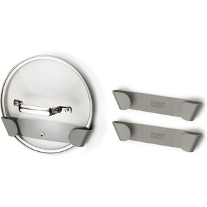 Joseph Joseph Duo – Set of 3 Pot and Pan Lid Holders, Self Adhesive Wall Mount Storage Organiser, Suitable for Lids Up to 24 cm, 3M VHB Tape Included, Grey