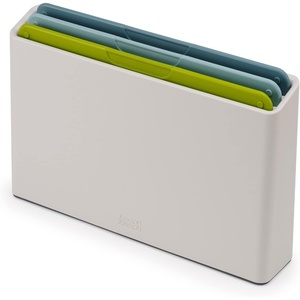Joseph Joseph Duo 3-Piece Colour Coded Chopping Board Set with Slimline case for organised Storage, Opal