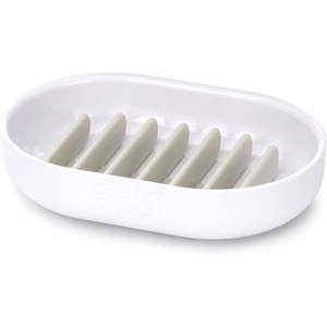 Joseph Joseph Duo Quick-Drain Soap Dish Holder, Soap Cup Tray Stand for Bathroom & Kitchen, White