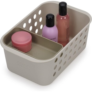 Joseph Joseph EasyStore – Bathroom essentials Storage Basket Organiser with Moveable tray, Ecru, Small(1 Count (Pack of 1))