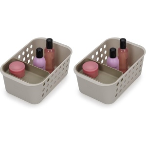 Joseph Joseph EasyStore – Bathroom essentials Storage Basket Organiser with Moveable tray, Ecru, Small(1 Count (Pack of 2))