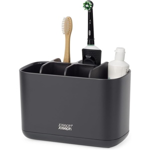 Joseph Joseph Easy-Store – Compact Toothbrush Holder Caddy Bathroom Storage- Ecru Small(Black)