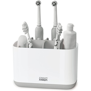 Joseph Joseph Easy-Store – Compact Toothbrush Holder Caddy Bathroom Storage- Ecru Small(Gray)