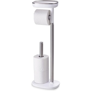 Joseph Joseph EasyStore Butler Toilet Paper Holder Stand and Spare Roll Storage with Shelf and Drawer, Stainless Steel(Stand)