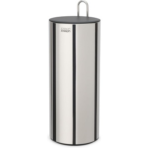 Joseph Joseph EasyStore Luxe Stainless Steel Concealed Toilet Paper Holder Stand Storage with Lid, Hods up to 3 Rolls(Holder)