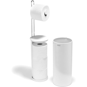 Joseph Joseph EasyStore Toilet Paper Holder Stand, Concealed Storage, Holds 3 Spare Rolls, Matt Black(White)
