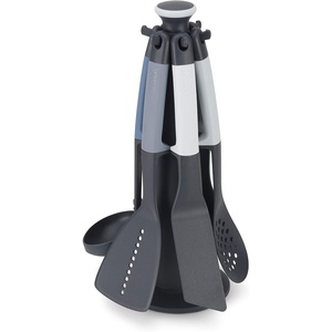 Joseph Joseph Elevate – Kitchen tools & gadgets Carousel 6-Piece Utensil Set with rotating stand, Ergonomic silicone handles, non stick head- Sage Green(Blue)
