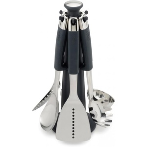 Joseph Joseph Elevate – Kitchen tools & gadgets Carousel 6-Piece Utensil Set with rotating stand, Ergonomic silicone handles, non stick head- Sage Green(Black)