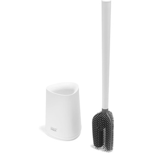 Joseph Joseph Flex 360 Lite, Advanced Smart Toilet Brush and Small Storage Holder Set with Anti-drip, Anti-Clog, Triple-Action Replaceable Brush Head – Black(White)