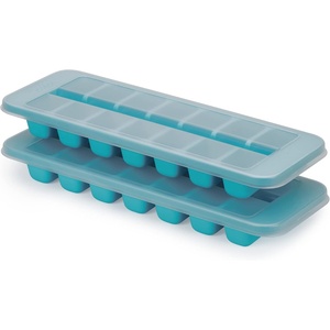 Joseph Joseph Flow – Easy-fill Ice-cube Tray with Lid, Stackable, Large 14 cube capacity (2-pack), Blue(2-Pack)