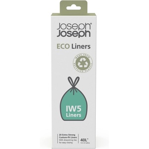 Joseph Joseph IW5 40L/10.6 Gallon Eco Liners Recycled Trash Bags 20 Count (1 Pack) – Grey(10.6 gallons)