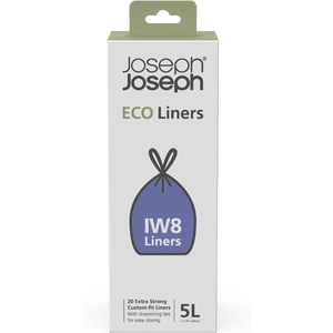 Joseph Joseph IW5 40L/10.6 Gallon Eco Liners Recycled Trash Bags 20 Count (1 Pack) – Grey(1.3 gallons)