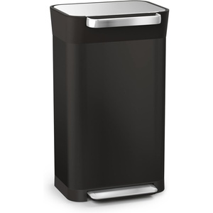 Joseph Joseph Intelligent Waste Titan Trash Can Compactor with Odor Filter, Compacts up to 3x trash, 30L/7.9 Gallons, Stainless Steel(Black)