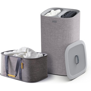 Joseph Joseph Laundry 2 piece set – Hold-All 35L/9.2 Gallon collapsible Washing Basket and Tota 60L/15.8 Laundry Separation Hamper with 2 removeable bags – Gray