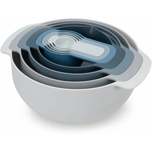 Joseph Joseph Nest 9 Plus, 9 Piece Compact Food Preparation Set with Mixing Bowls, Measuring cups, Sieve and Colander, MultiColor(Blue)