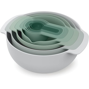 Joseph Joseph Nest 9 Plus, 9 Piece Compact Food Preparation Set with Mixing Bowls, Measuring cups, Sieve and Colander, MultiColor(Green)