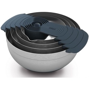 Joseph Joseph Nest 9 Plus, 9 Piece Compact Food Preparation Set with Mixing Bowls, Measuring cups, Sieve and Colander, MultiColor(Stainless Steel)