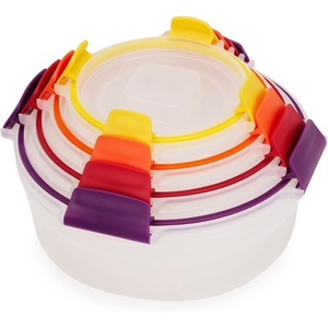 Joseph Joseph Nest Lock Plastic BPA Free Food Storage Container Set with Lockable Airtight Leakproof Lids, 10-Piece, Multi-Color(Blue)