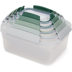 Joseph Joseph Nest Lock Plastic BPA Free Food Storage Container Set with Lockable Airtight Leakproof Lids, 10-Piece, Multi-Color(Green)