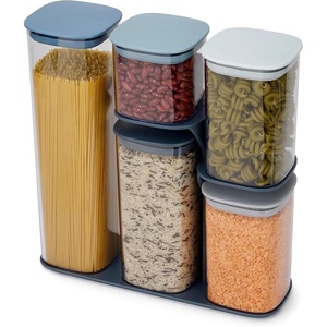 Joseph Joseph Podium Dry Food Storage Container Set with Stand, 5-piece, Gray(Blue)