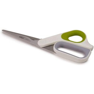 Joseph Joseph PowerGrip Kitchen Shears Scissors with Thumb Grip and Herb Stripper Separates for Cleaning Japanese Stainless-Steel, White/Green(Herb Stripper)