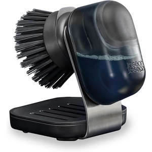 Joseph Joseph SinkTech Soap-Dispensing Palm Brush with Replaceable Head and Stainless-Steel Stand Drip Tray(Soap dispensing Palm Brush)
