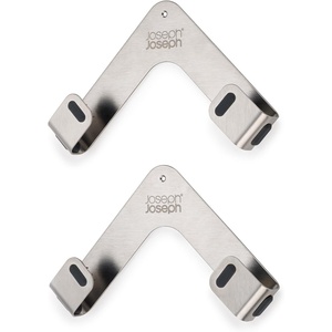 Joseph Joseph Space Set of 2 Pot and Pan Lid Holders Self Adhesive Wall Mount Storage Organizer, Suitable for Lids up to 11 in, 3M VHB Tape and Screws Included, Stainless Steel