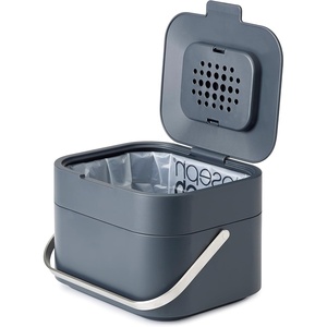 Joseph Joseph Stack Kitchen Food Intelligent Waste Compost Caddy Recycling Bin with Odor Filter, 4 Litre / 1 Gallon – Stone(Graphite)