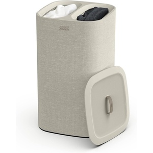 Joseph Joseph Tota 60 liter/15.8 gallon Laundry Hamper Separation Basket with lid, 2 Removable Washing Bags with Handles- Ecru(Ecru)