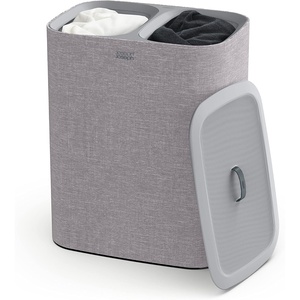 Joseph Joseph Tota 60 liter/15.8 gallon Laundry Hamper Separation Basket with lid, 2 Removable Washing Bags with Handles- Ecru(Gray)