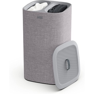 Joseph Joseph Tota 60 liter/15.8 gallon Laundry Hamper Separation Basket with lid, 2 Removable Washing Bags with Handles- Gray(Gray)